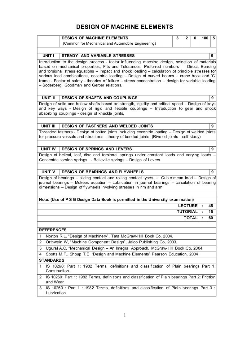 Marks Calculations For Machine Design